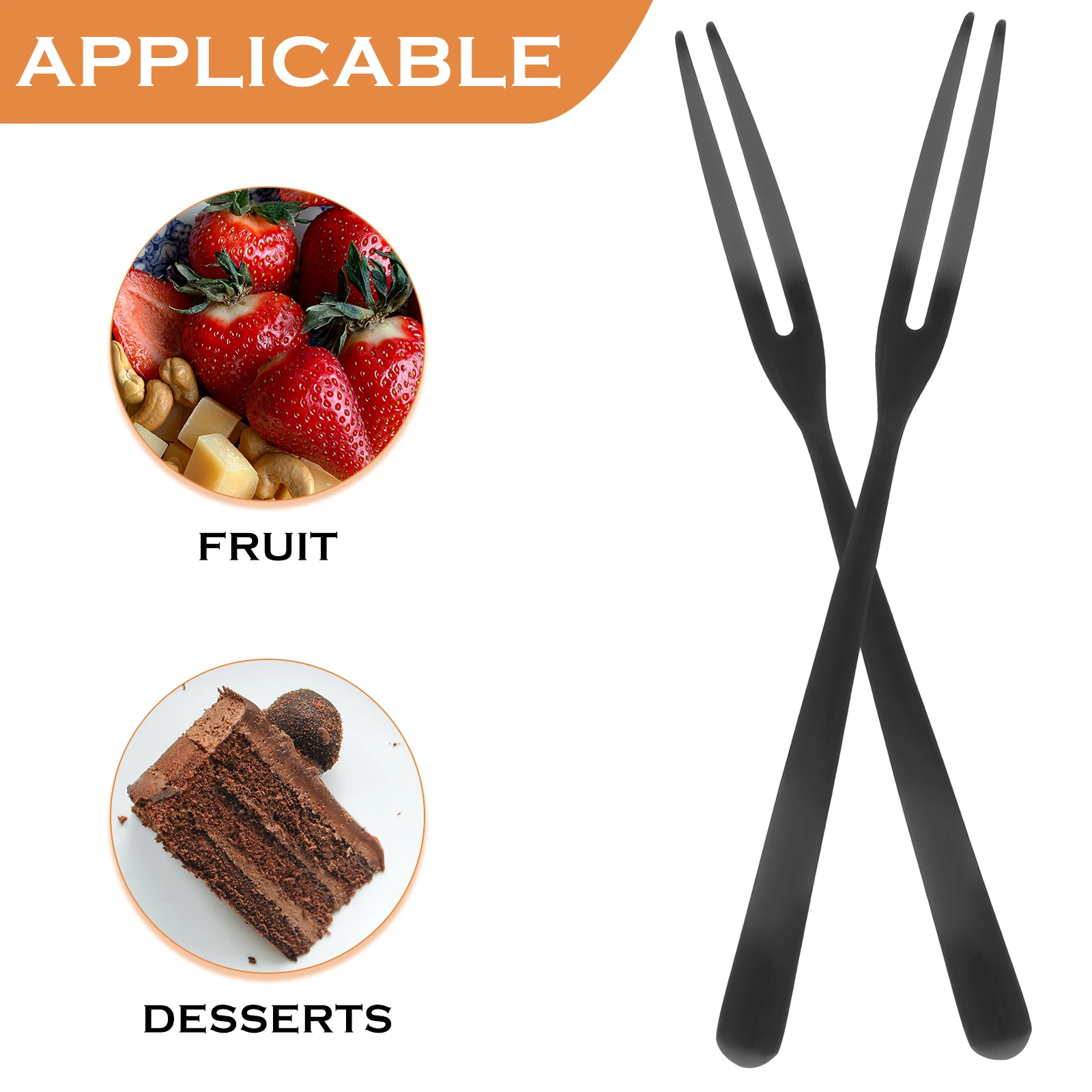 

10 Pcs Fruit Forks Stainless Steel Canape Picks Reusable Toothpick Desert Mini Child Fruits Salad forks Two Prongs