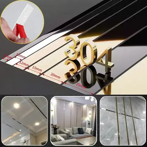 새로운 스테인레스 스틸 벽 스티커 플랫 장식 라인 티타늄 천장 가장자리 스트립 거울 마감 거실 장식용