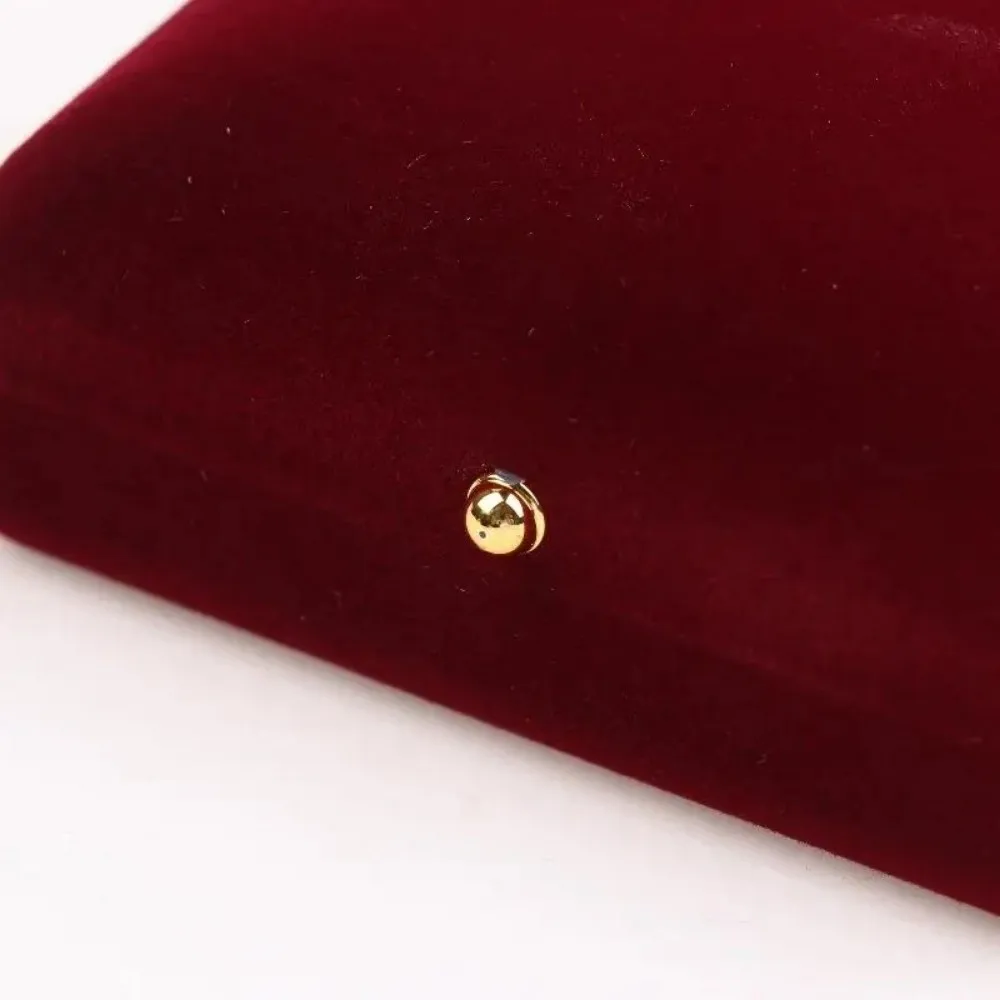 Luxury Flocking Jewelry Box Gold Buckle Pendant Ring Display Storage Box Earring Bracelet Red Packaging Box Jewelry Case