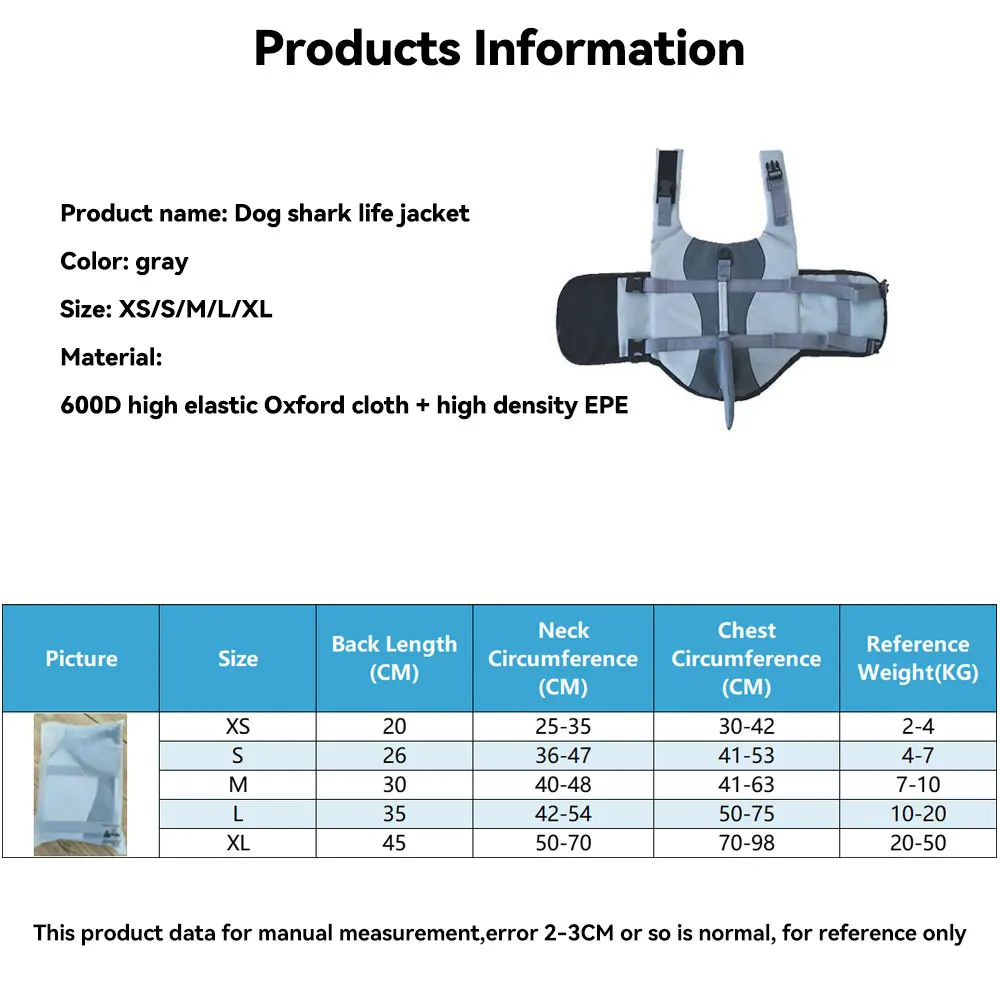 상어 개 구명조끼 개 수영복, 향상된 부력, 소형견 수영복, 손잡이가 달린 안전 조끼, 개 서핑용