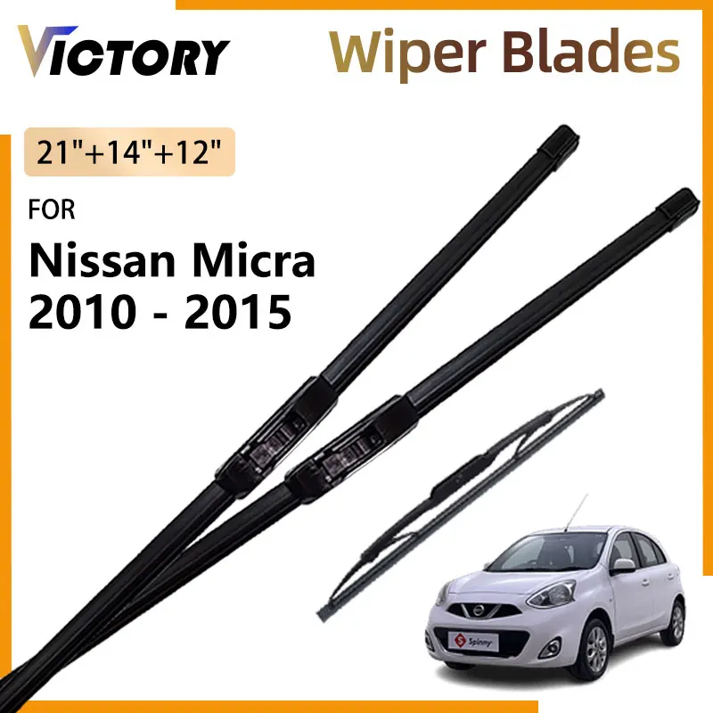 Car Front Rear Wiper Blade For Nissan Micra K13 March 2010 - 2015 2014 2013 2012 2011 Windshield Windscreen Brushes 21