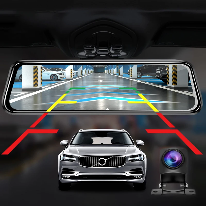 Multifunctional Car Carplay 9.66-inch 1080p Front And Rear View Camera Car DVR Video Recorder with Touch Screen