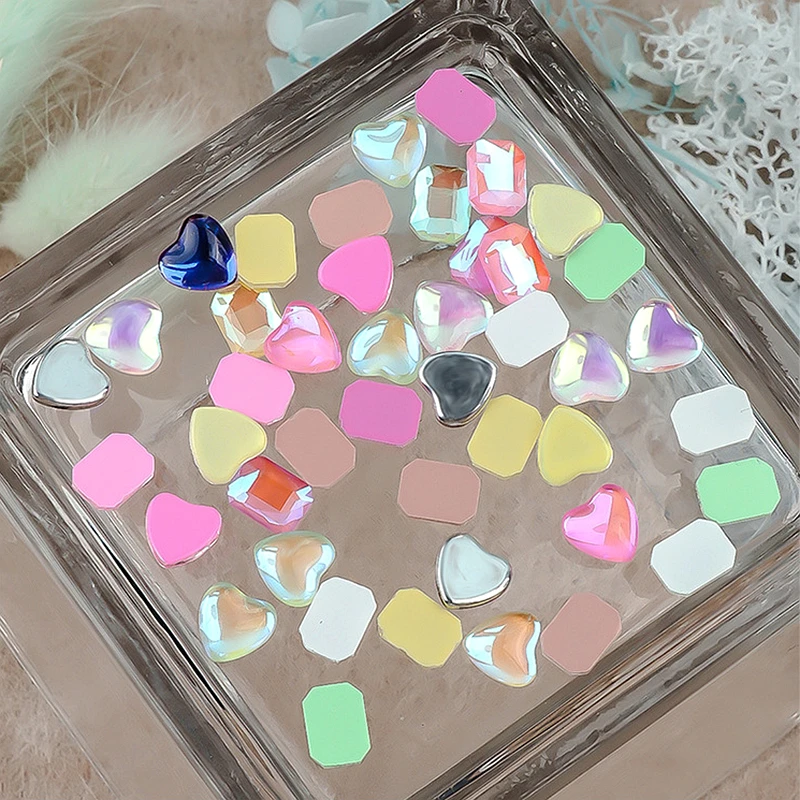 

20PCS 3D Flat Back Heart Nail Art Decoration Rhinestones Charms Jewelry Parts And Accessories For Manicure Decor Wide Octagonal