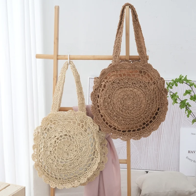 

New Fashion Large Capacity Woven Shoulder Bags Summer Hollow Out Straw Bag Female Holiday Beach Bags Casual Rattan Handbags