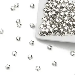 6mm 100 ~ 400 pçs forma de estrela ccb frisado ouro prata banhado contas soltas para fazer jóias diy colar pulseiras acessórios