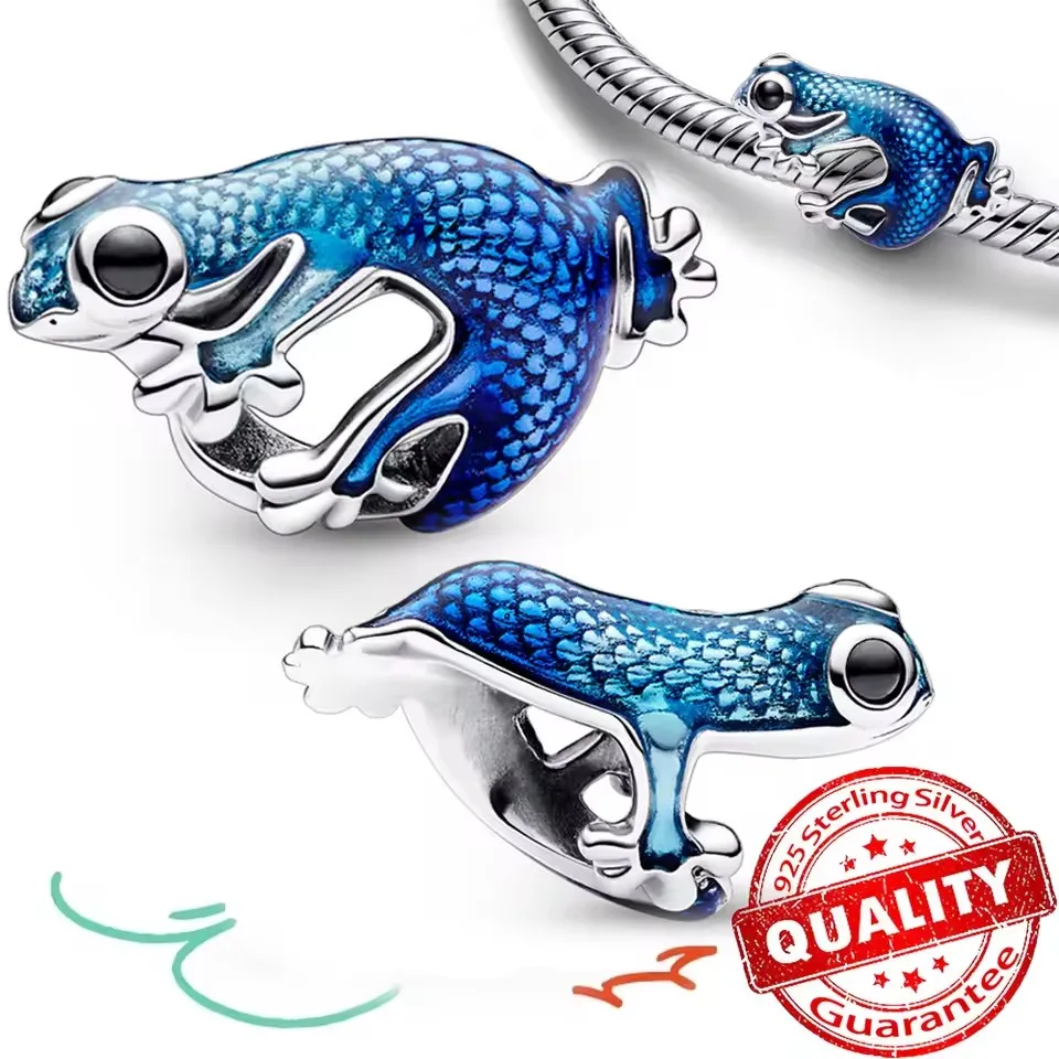 New 925 Sterling Silver Conch Dangle Octopus Charm Frog Blue Enamel Bead Fit Brand Snake Original Bracelet Girls Jewelry Gifts