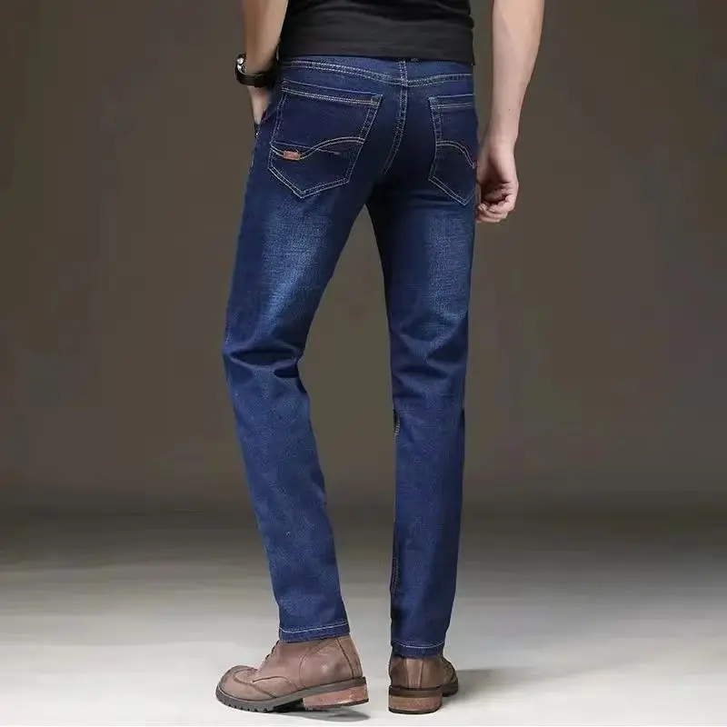 

2025 NEW Men's Fashion Business Jeans Classic Style Casual Stretch Slim Jean Pants Male Brand Denim Trousers Black Blue