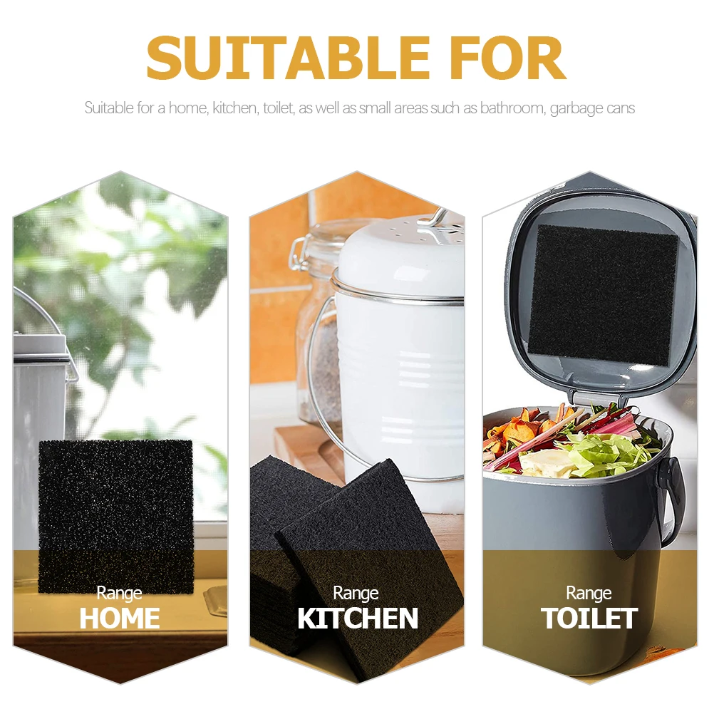 

12Pcs Charcoal Filter Pads Kitchen Trash Can Deodorizer Sponge Filter Aquarium Fish Tank Filtration Accessories Odor Remover