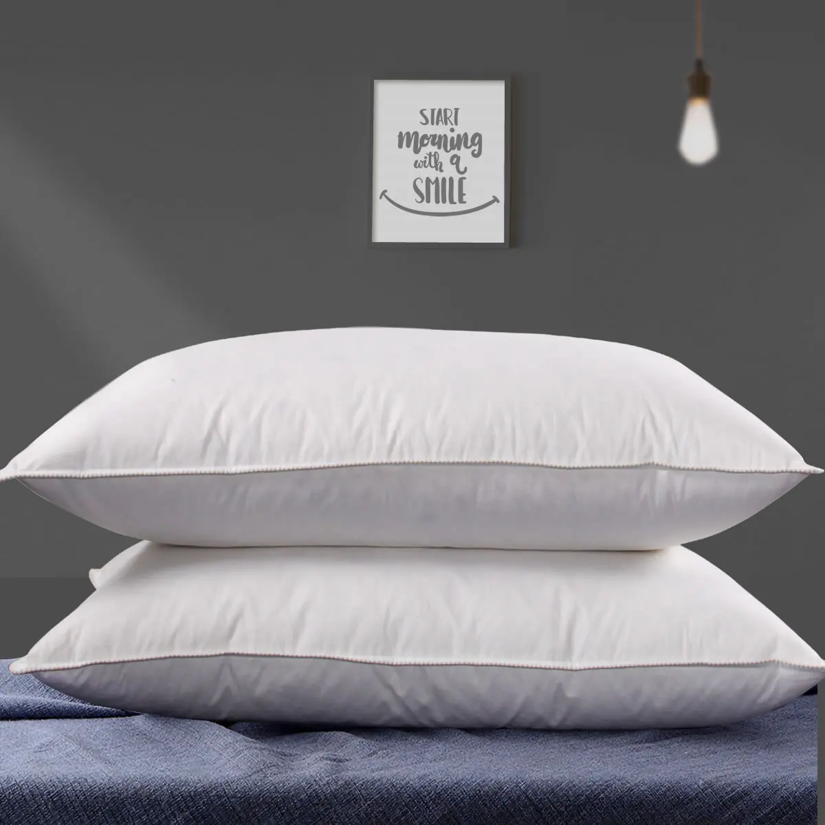 Luxury 100% White Goose Down Filling 100% Organic cotton Queen Hotel Pillow