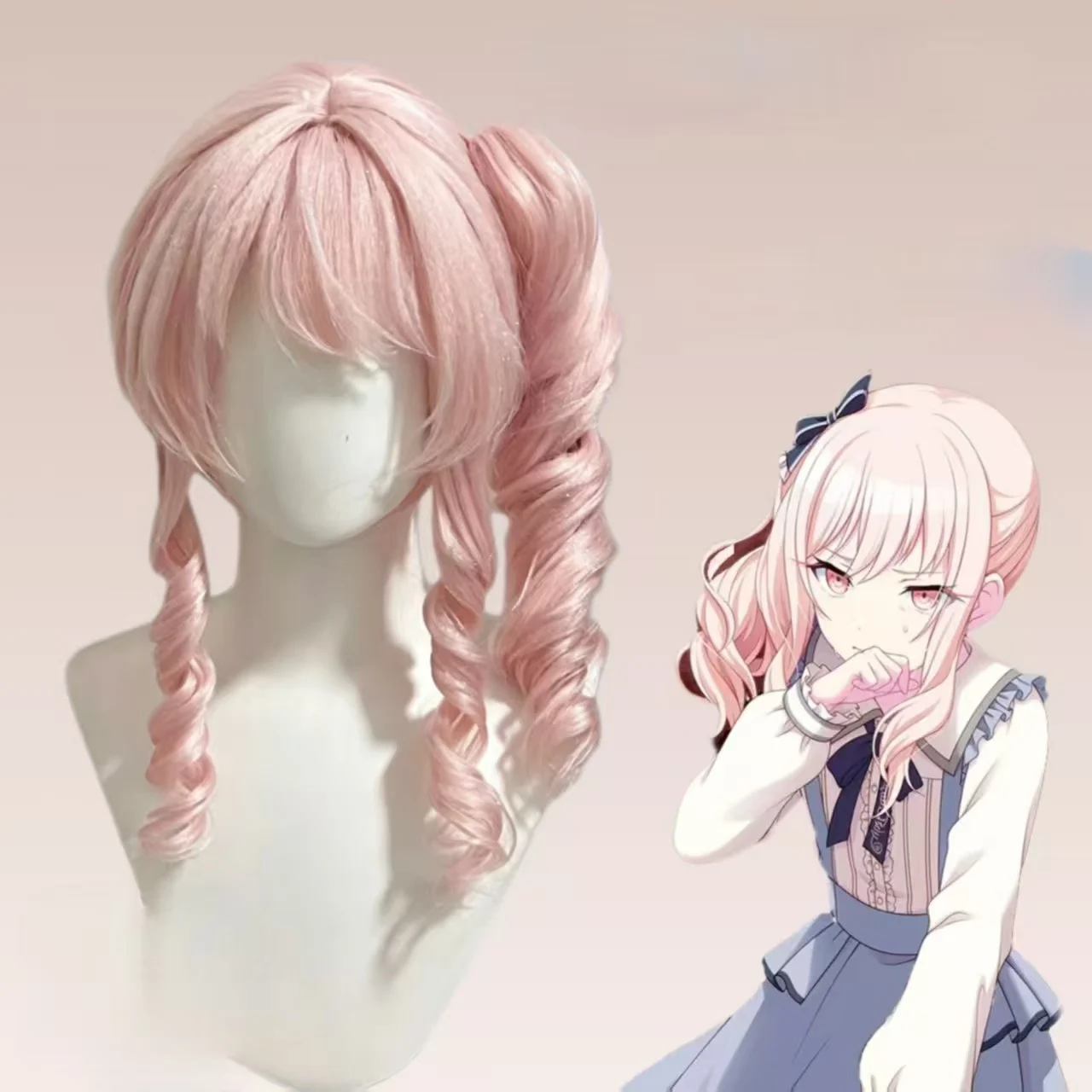 Project SEKAI Akiyama Mizuki Cosplay Wig Pink Long Curly Side Ponytail Anime Cos Wig for Comic Con Halloween Party