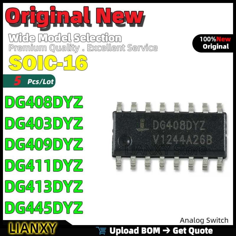 5pcs SOIC-16 DG408DYZ DG403DYZ DG409DYZ DG411DYZ DG413DYZ DG445DYZ Analog Switch New Original
