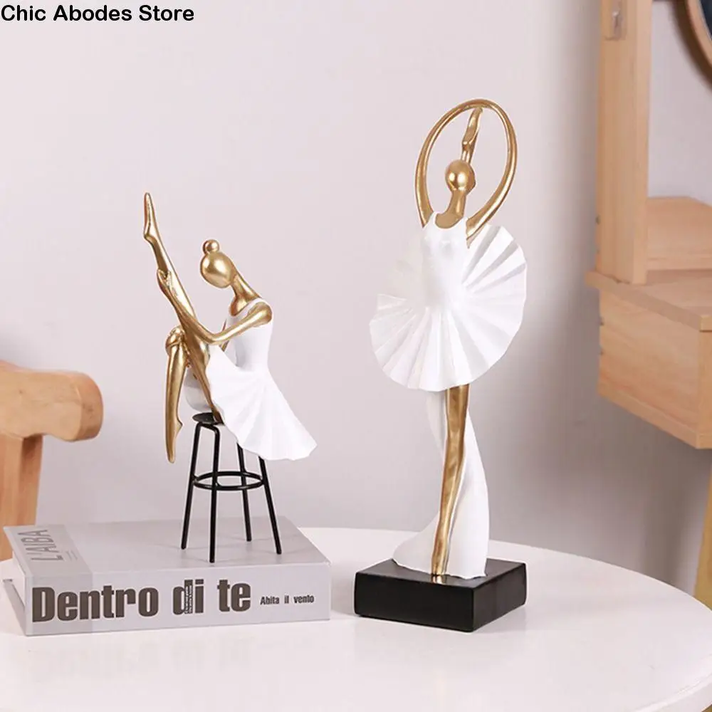 

Kawaii Nordic Style Ballet Girl Statue Mini Cartoon Dancer Statue Statuette Romance Exquisite Modern Abstract Art Statue Bedroom