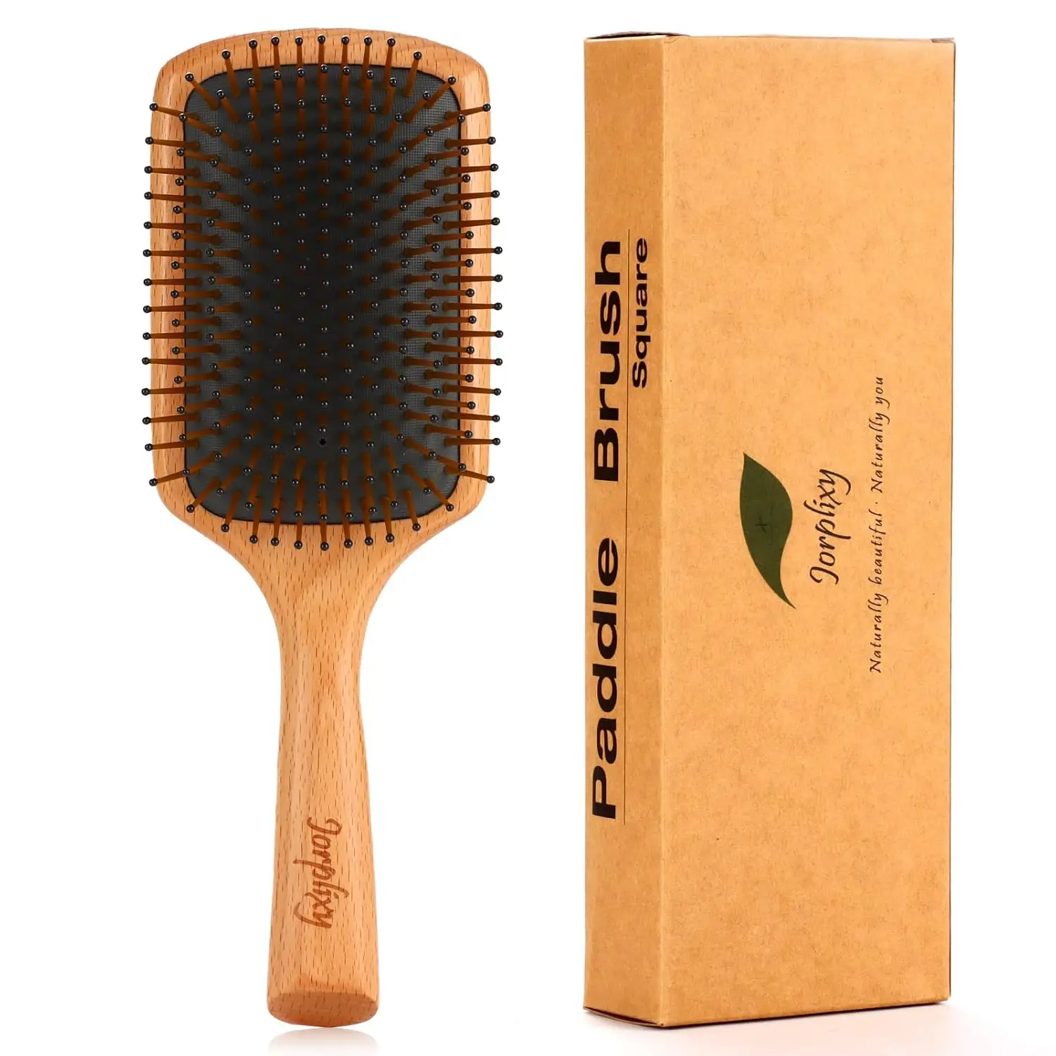 

Wooden Hair Brush for Wet & Dry Styling, Cushion Paddle for Thick, Thin, Curly Hair, Unisex