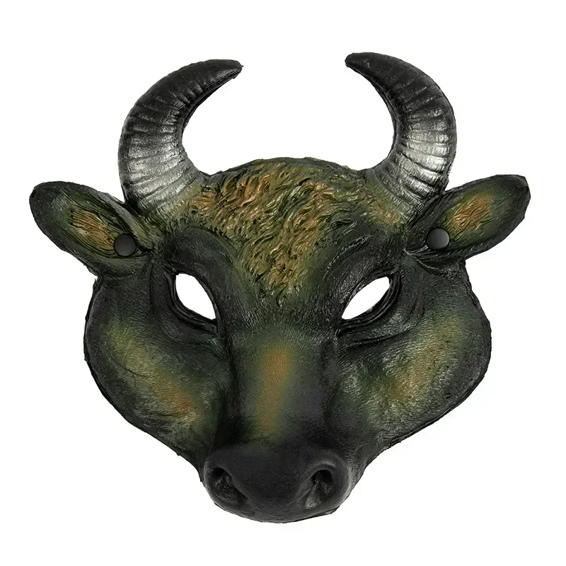 3D realista Buffalo Bull cabeça meia máscara facial, cabeça animal, traje de Halloween, Páscoa, festa de carnaval, adereços