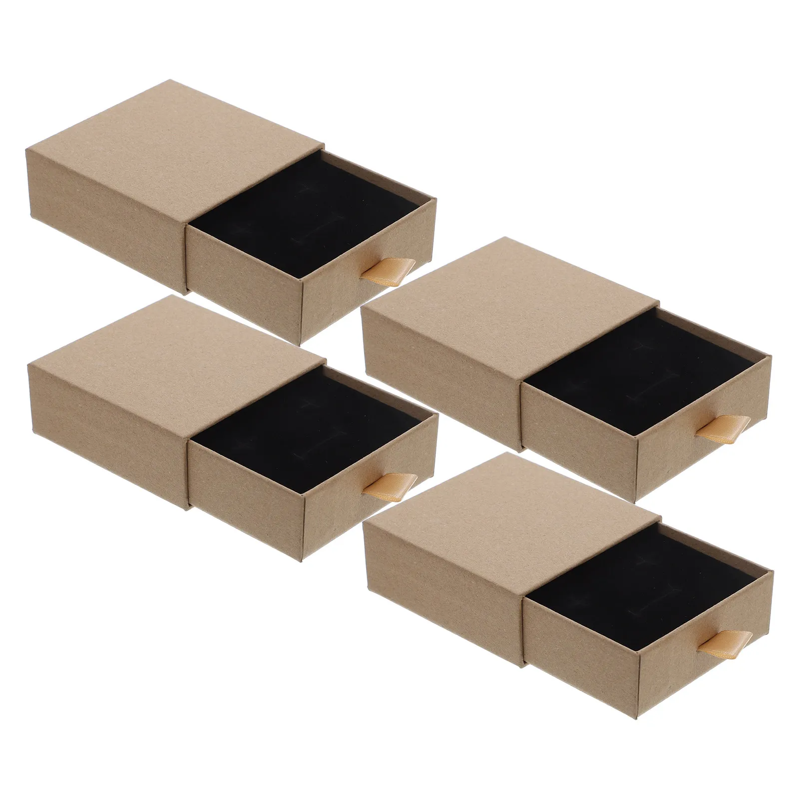 4Pcs Small Paper Jewelry Boxes Drawer Style Packaging Box Necklace Ring Earring Organizer Protective Travel Storage Case