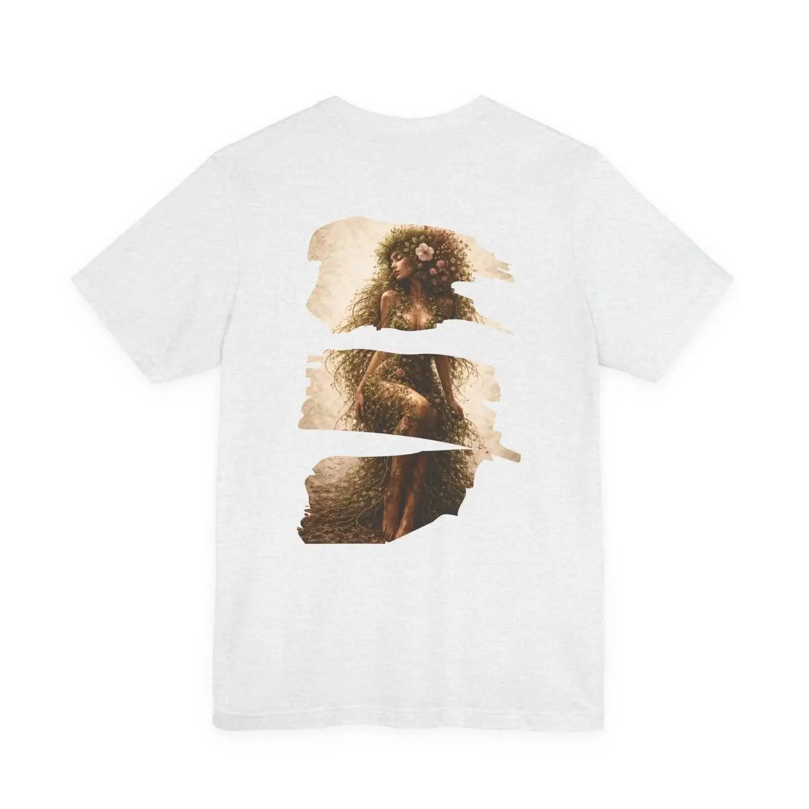 Eco Goddess Back Print T Shirt Earth Inspired Feminine Art vintage Washed Versatile Stylish graphic designer clothes fashion