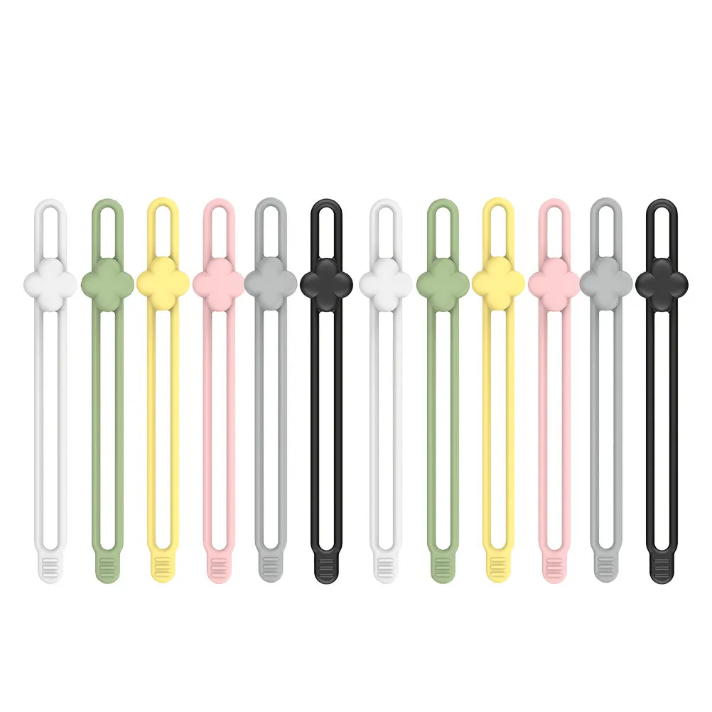 12Pcs Cable Organizer Silicone Wire Ties Fastening Straps for Desk Office Cord Management Cable Holding Silicone Zip Ties