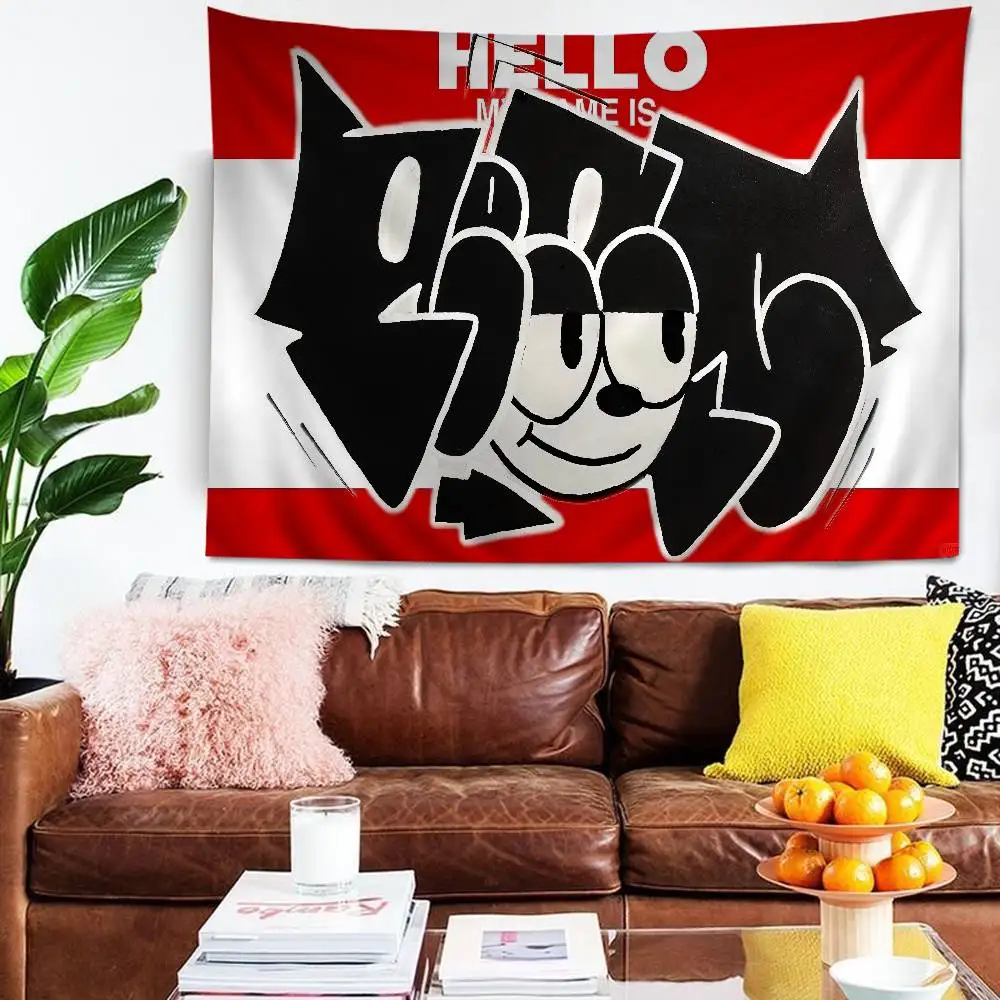 F-Felix T-The C-Cat Cartoon Tapisserie Kunst Science Fiction Zimmer Home Decor Wandbehang Blätter
