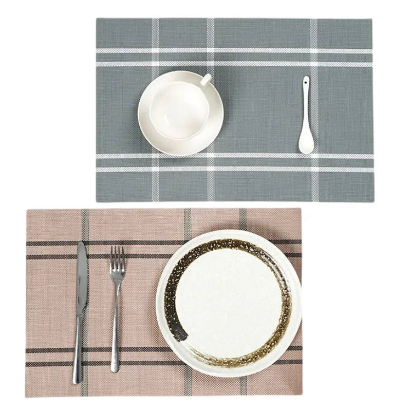 Heat-Resistant PVC Grid Table Mats Set 1/4/6Pcs Anti-Skid Stain-Washable Easy Cleaning Kitchen Dining Table Place Mats Gift
