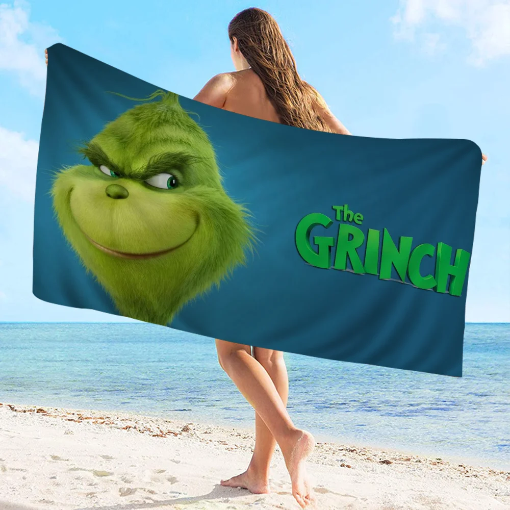 Funny-G-grinchs Anime Beach Swimming Towel Soft Absorbent Washcloth Children\'s Gifts for Kids Travel Camping Gym