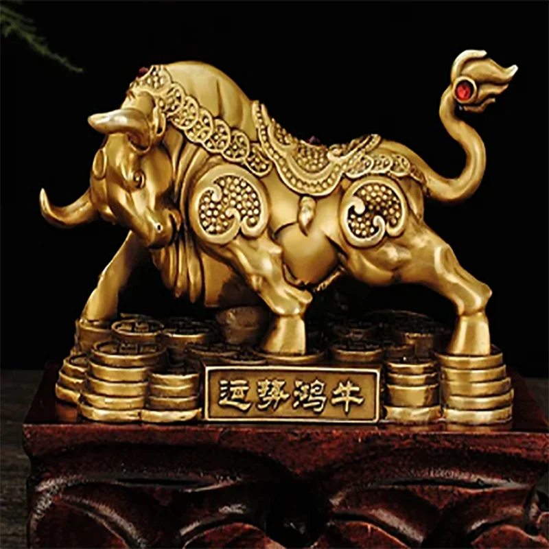 

Bronze Bull Ornament Bullish Fortune Like Rainbow Bull Wealth Rolling Money Bull Prosperous City Bull Taurus Desktop