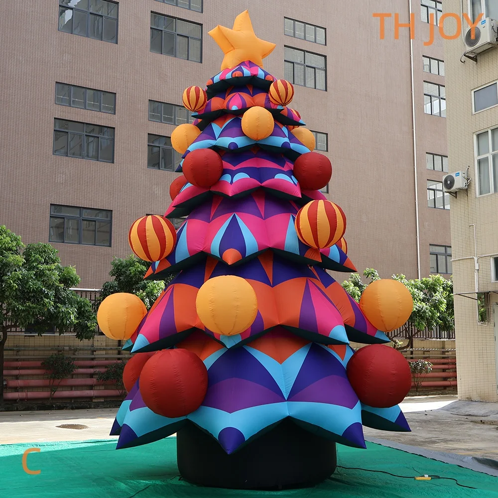 Envío aéreo rápido a puerta, decoraciones festivas, centro comercial, árbol de Navidad inflable con luz LED, globo gigante de árbol X mas