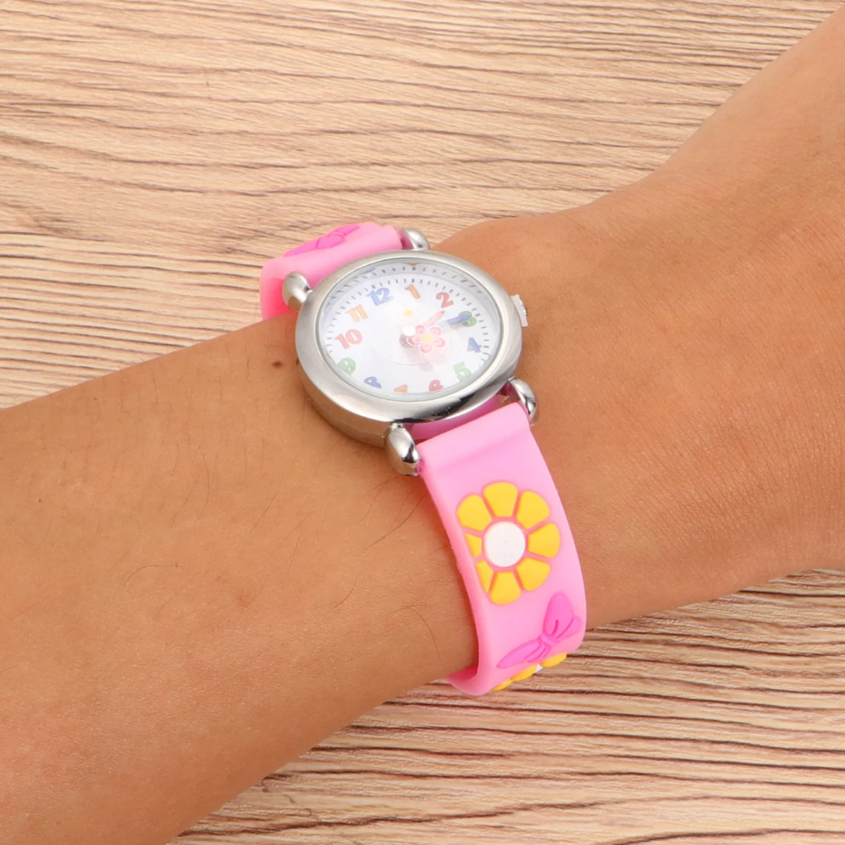 

Flower Watch Pink Cartoon Wristwatch Creative Flower Design Silicone Band Comfortable Durable Unique Gift