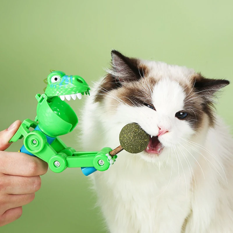 2pcs lustige niedliche Dinosaurier Roboter Lutscher Spielzeug Katze Teaser Stick kreative Speicher Roboter Geschenk Katzenminze Ball Spielzeug Haustier liefert Katzen spielzeug