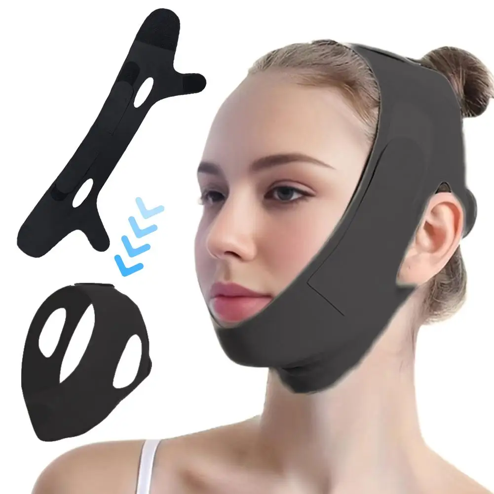 NEW V-shaped Face Lifting Mask Black V Line Lifting Chin Strap Reusable Face Lift Mask Adjustable Jawline Shaper For Double Chin
