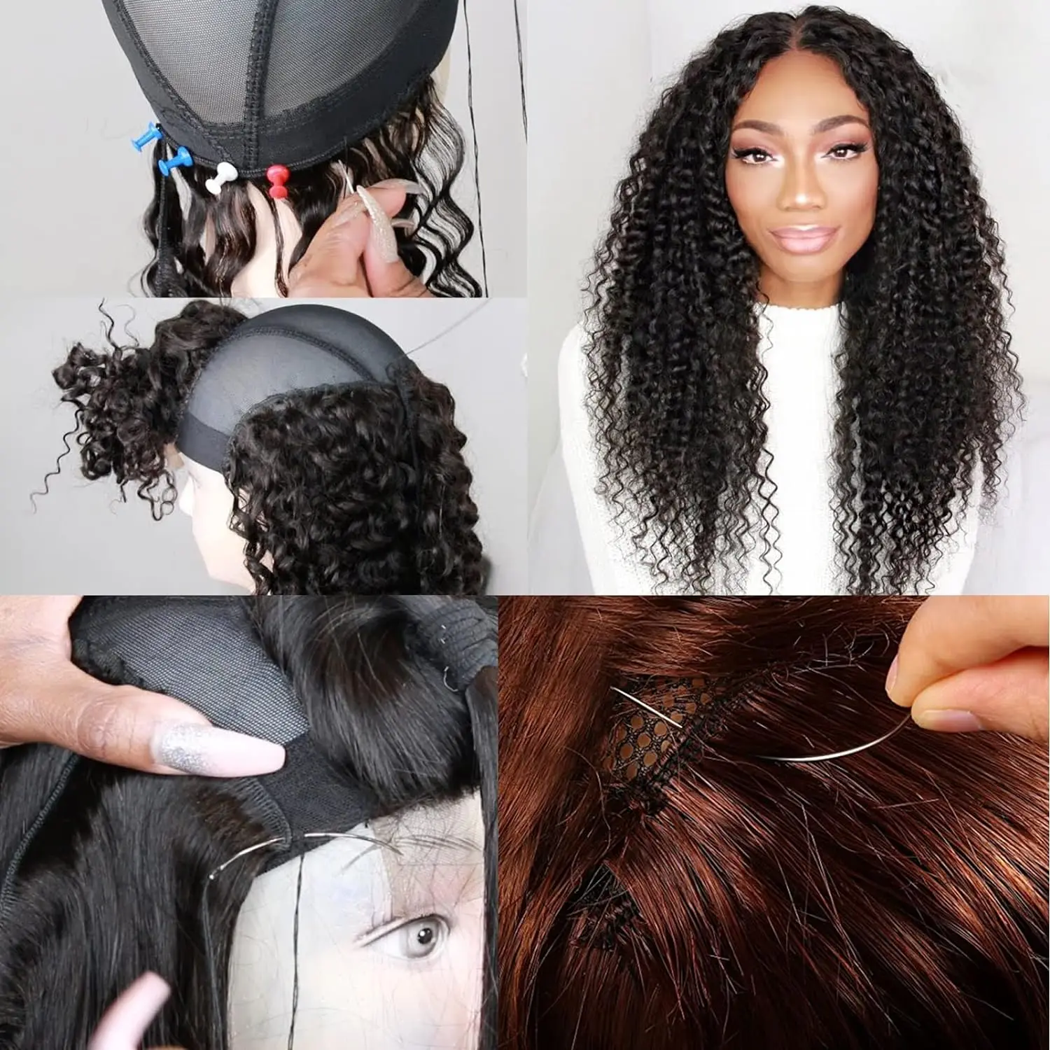 Hilo grueso para coser el cabello, hilo de tejido negro, hilo de poliéster para hacer peluca, hilo de costura de extensión de cabello