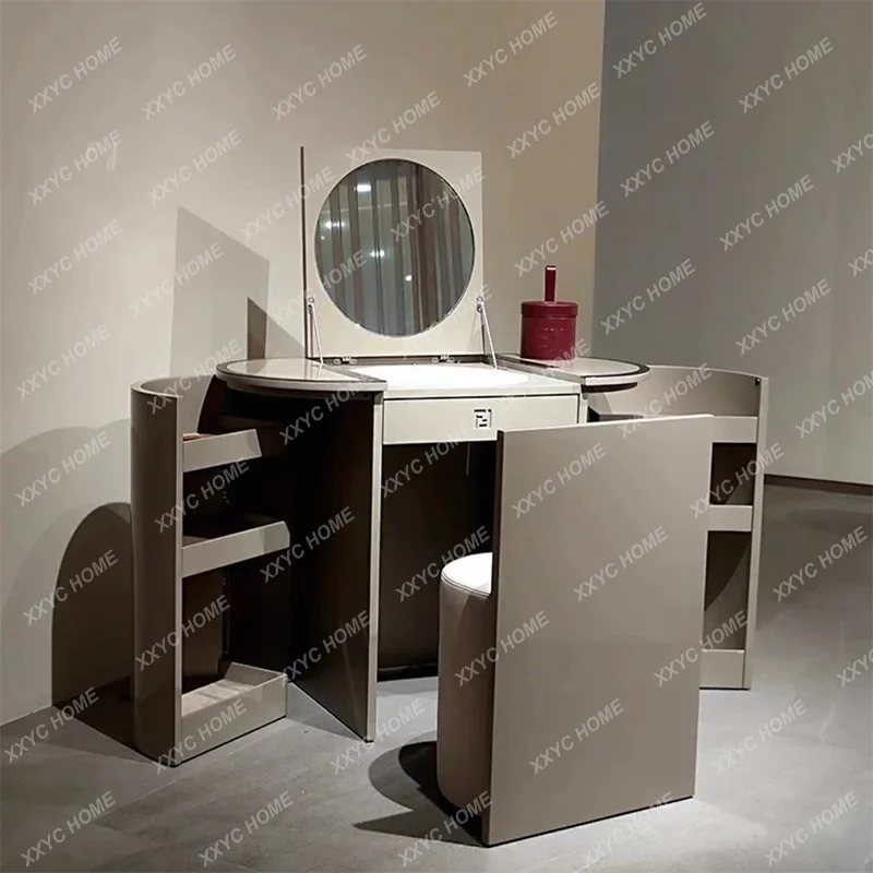 light luxury high-end dressing table wooden modern villa bedroom home folding storage makeup table