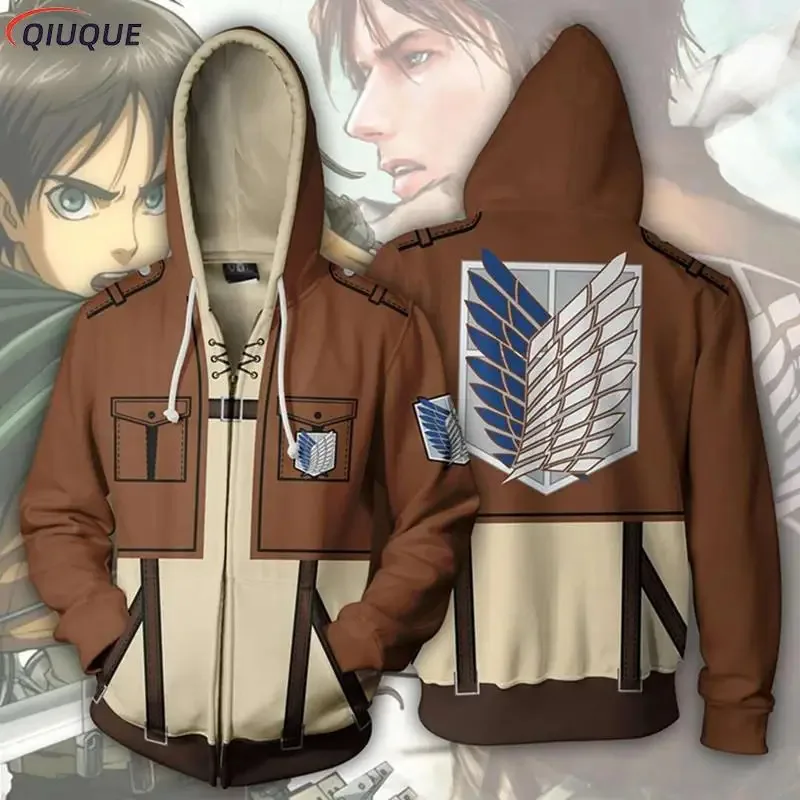 Kostum Cosplay Anime Hoodie Ritsleting Jaket Bertudung Atasan Pakaian Kaus