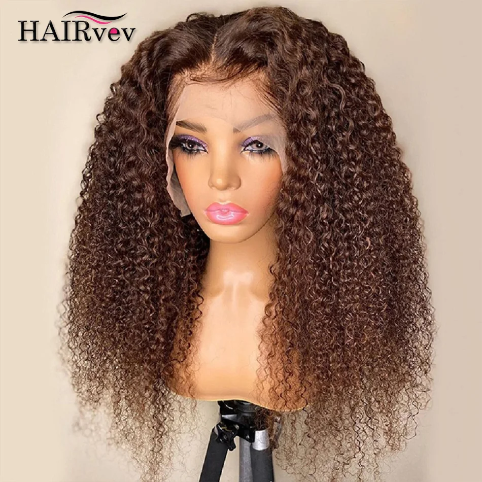 

13X6 Brown Deep Wave Hd Lace Frontal Wig Glueless Chocolate Brown Kinky Curly Brazilian Human Hair Wigs For Women On Promotion