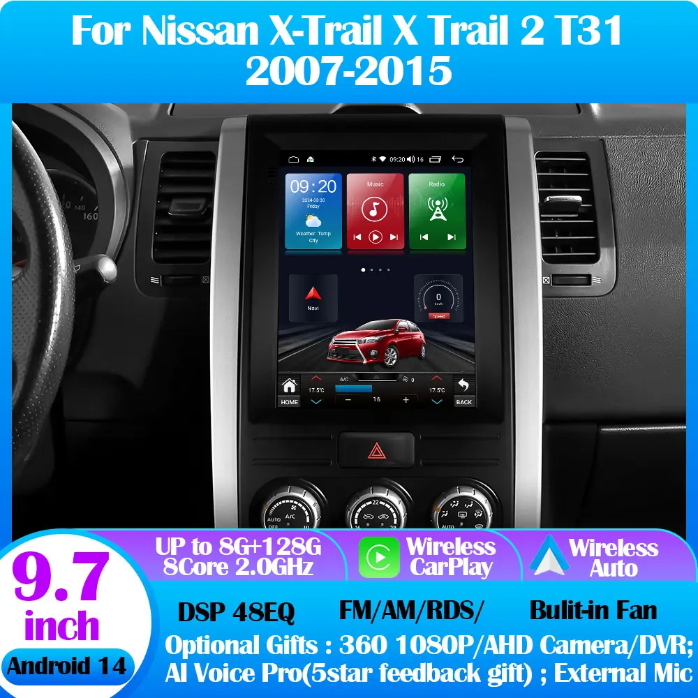 Android 14 For Nissan X-Trail X Trail 2 T31 2007-2015 9.7