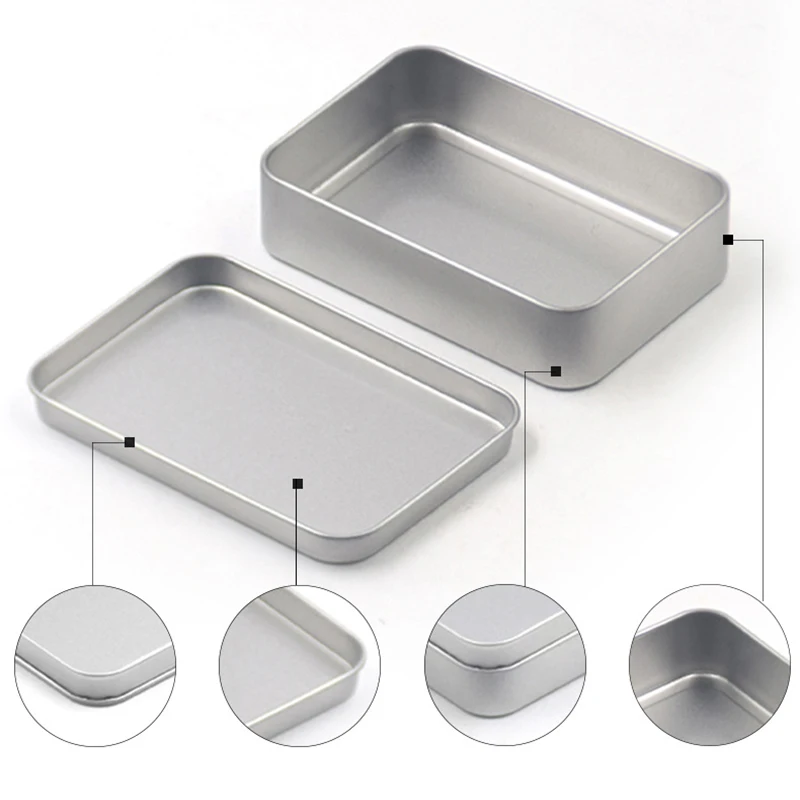 Metal Rectangle Silver Black Game Cards Storage Box Trading Card Case Empty Tinplate Box for Storage Money Coin Candy Key Tarot