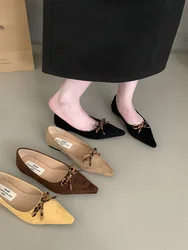 Mocassini da donna con punta a punta 2024 nuovi arrivi scarpe eleganti autunnali primaverili appartamenti con tacco basso Design a fiocco Casual Slides Mules Shoes