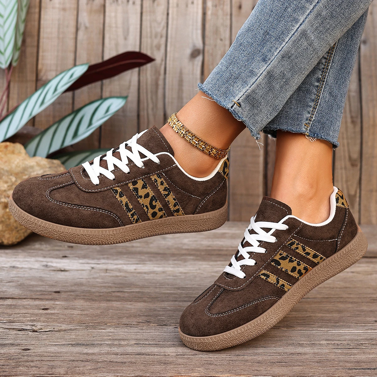2026 Fall Women's Fashion Suede Sneakers with Double Buckle Metal Details Lightweight Breathable Comfortable Casual Flats
