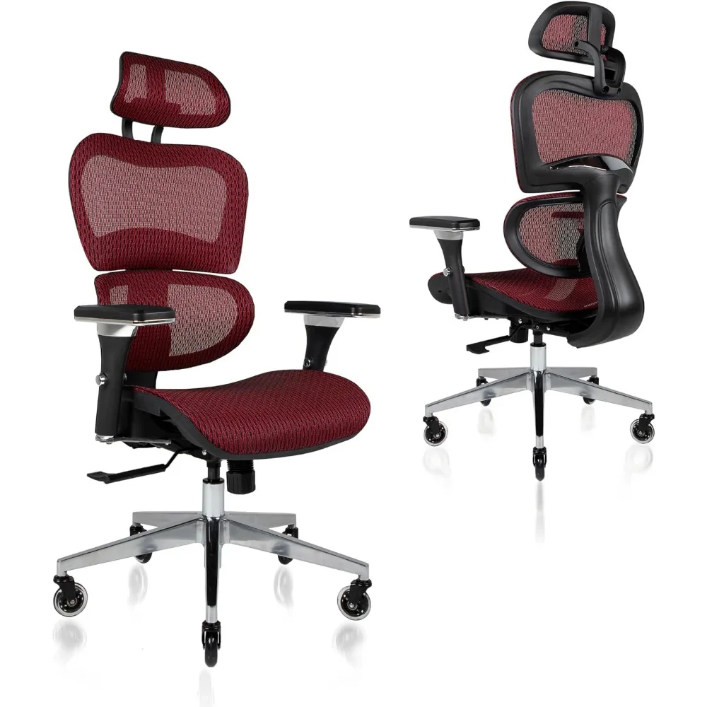 Soporte Lumbar 3D y ruedas de cuchilla, silla de computadora de malla, silla de oficina ergonómica, escritorio rodante con reposabrazos ajustable 4D