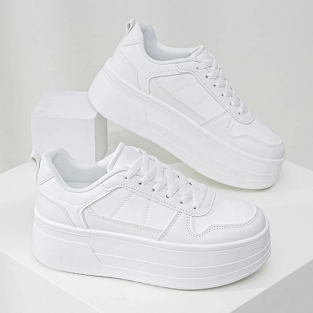 2024 New Style Casual Shoes For Women, Ladies Platform Shoes, White Shoes, Comfortable Sneakers, Increase Height By 5cm