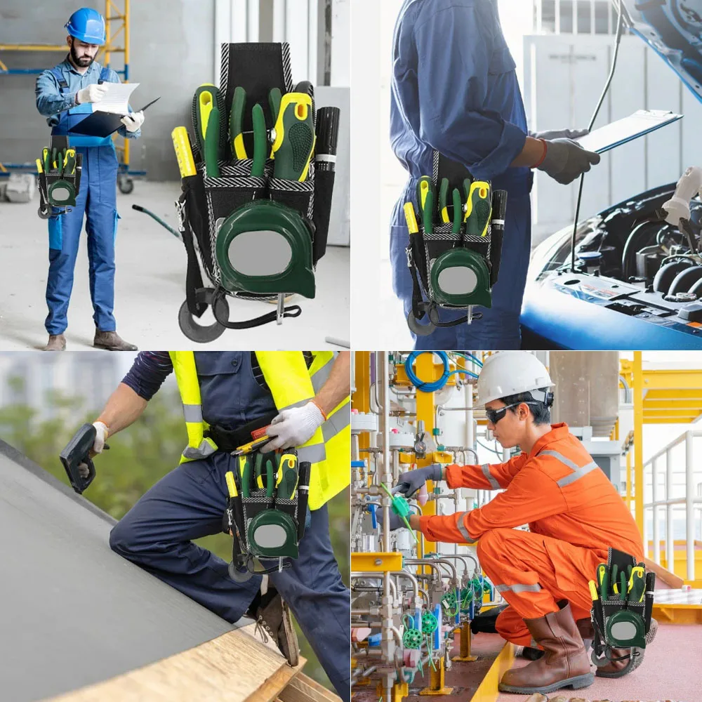 9 In 1 Tool Waist Pack Belt Utility Kit Screwdriver Kit Holder Holder Nylon Fabric Toolkit Electrician Waist Pocket Pouch Bag