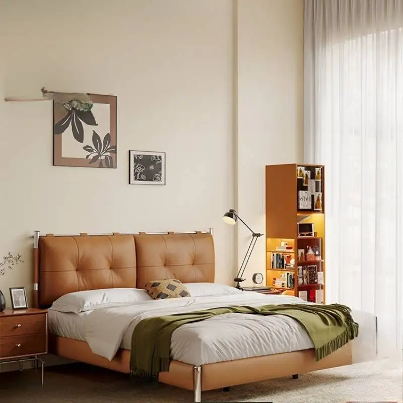 

Headboard Waterproof Double Bed Vintage Aesthetic Double Bed Frame Adjustable Luxury Pliable Camas Matrimoniales Furniture Home