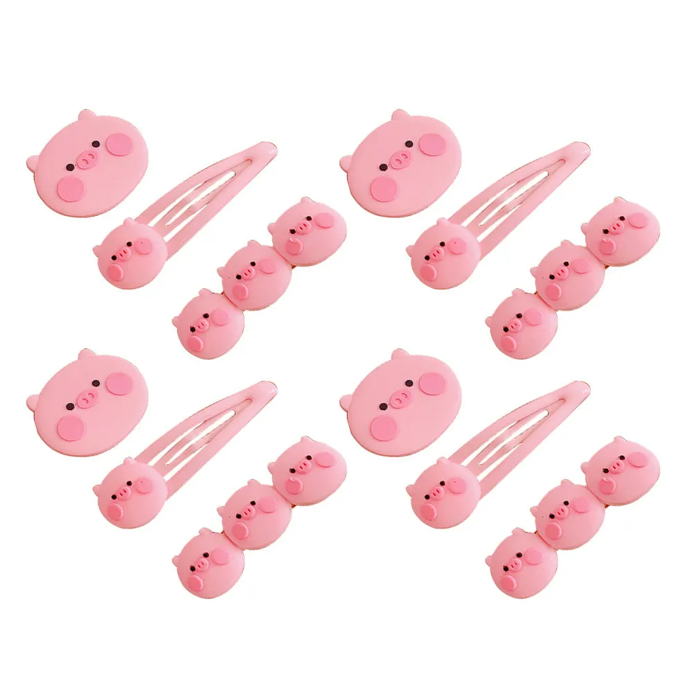 

12Pcs Cartoon Pig Hairpins Pink Creative Hair Clips for Girls Kids Decorative Hair Barrettes Accessories Daily Party Wedding