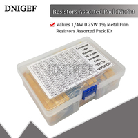 2600PCS 130 Values 1/4W 0.25W 1% Metal Film Resistors Assorted Pack Kit Set Lot Resistors Assortment Kits Fixed Resistor