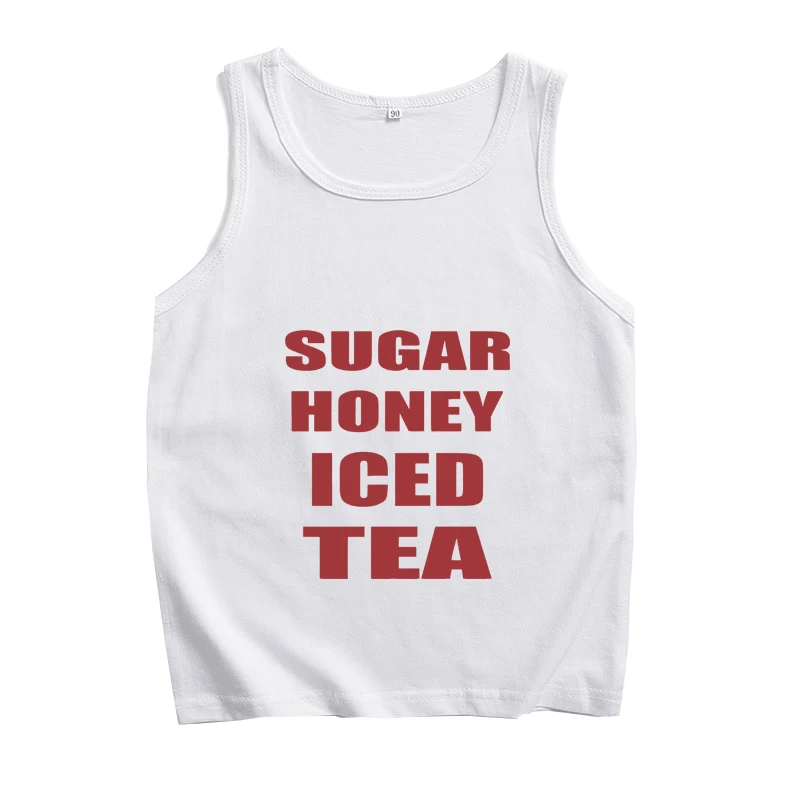 قمصان علوية لعسل السكر اللاتيو ، سترة شاي مثلجة ، هدية لمحبي الموسيقى ، تي شيرت مطبوع صيفي ، بدون أكمام ، كاجوال ، صيفي ، ، ، من من