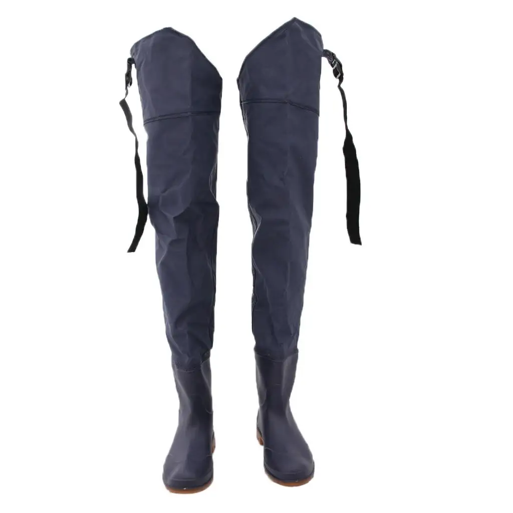 Durable Fishing Wader Farming Pants Boots Waterproof PVC Material Blue