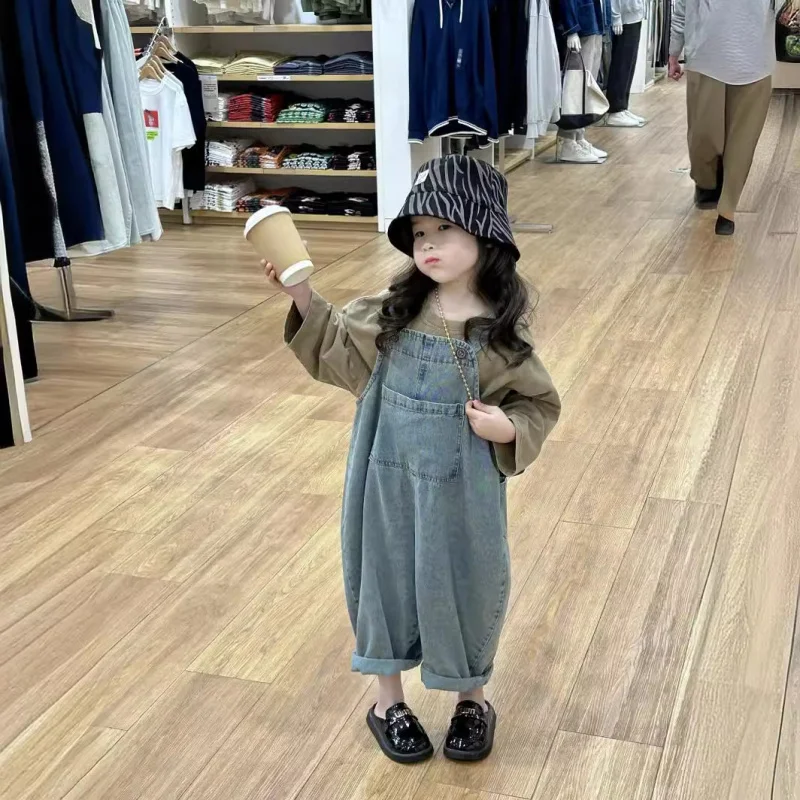 

2024Spring New Boys and Girls Soft Jeans Loose Children's Clothing Children's Overalls