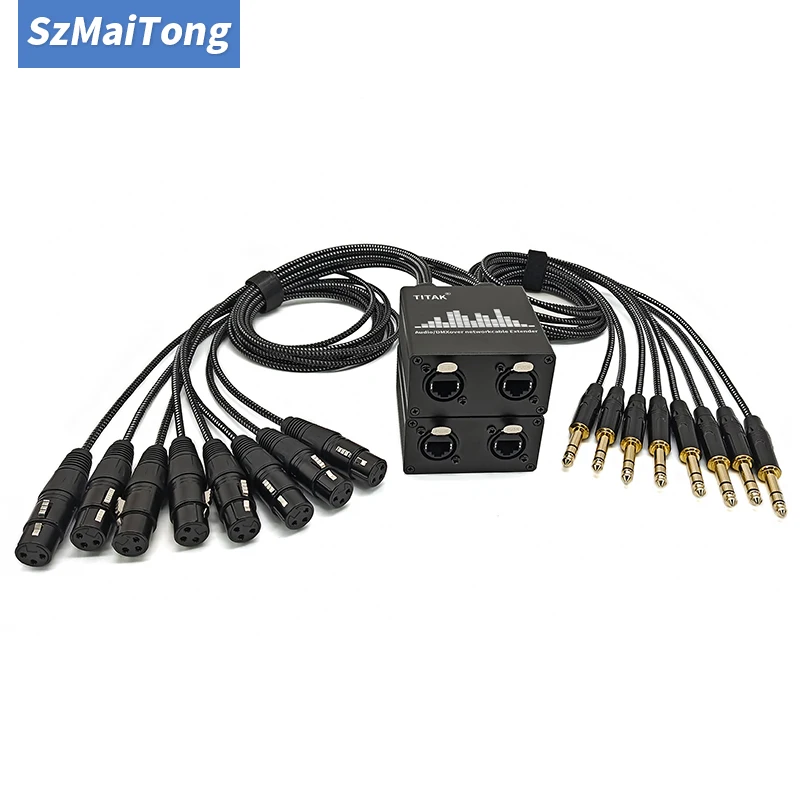 RJ45 to 8 Channel XLR Audio Extender STP Cat5 Cat6 DMX512 Network Signal Extender for Stage Lighting DJ Show Recording
