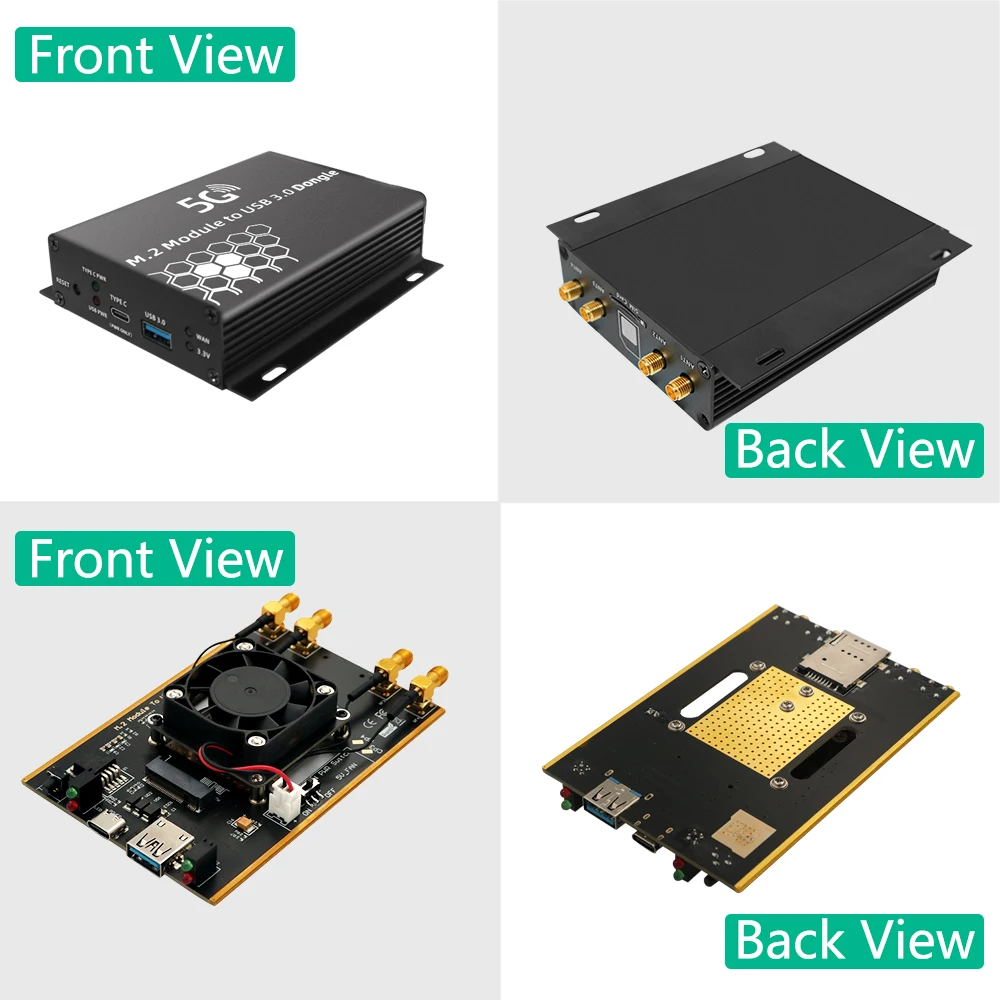 NGFF(M.2) 4G/5G Module to USB 3.0 Adapter with auxiliary power and Cooler Fan Supports the following brand M.2 5G Modules
