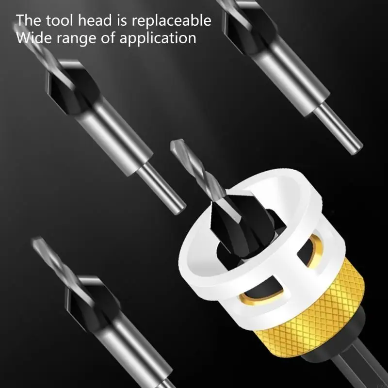 Countersink Drill Bits With Depth Stop Shank Hole Opener Woodworking Y4QC