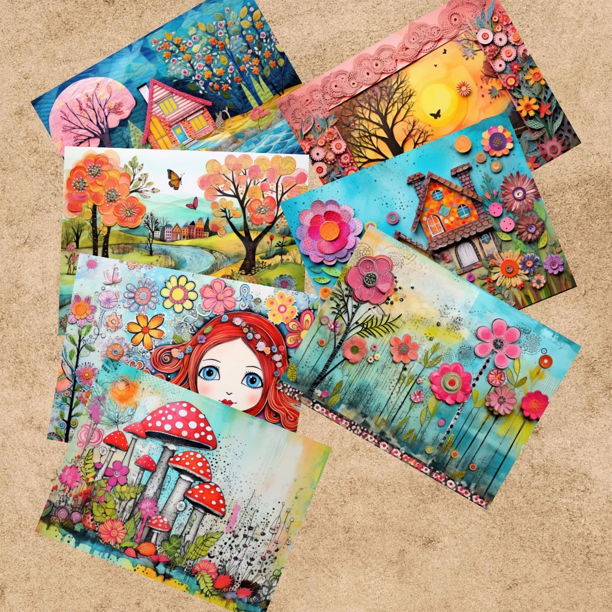 15 Sheets A5 Size Watercolor Fantasy Girl Collage Background Vintage Grunge Journal Planning Scrapbooking